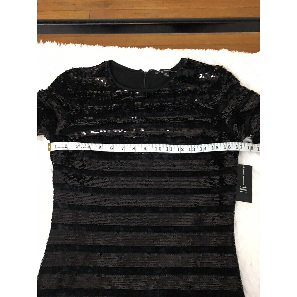 INC Sequin Mini Dress  Size XS Black Women's 3/4 Sleeve Sheath Evening Party - Picture 5 of 12